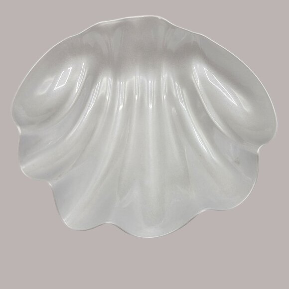 Clam Shell Shaped Serving Bowl with 6 Individual Bowls Melamine Pearl White - Picture 4 of 16